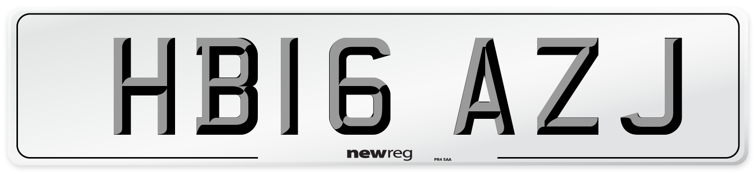 HB16 AZJ Number Plate from New Reg